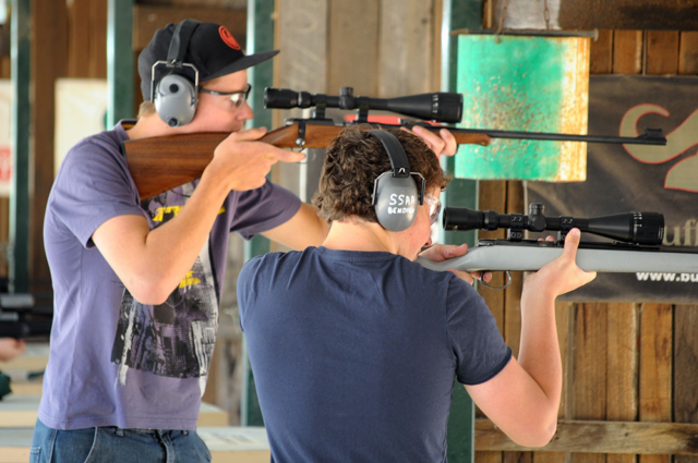 Sam Ellis (left) and Nathan Jones. Former Schools Program participants, now regular competition shooters